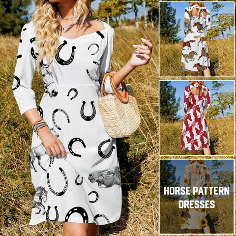 JC Horse Pattern Flare Dress