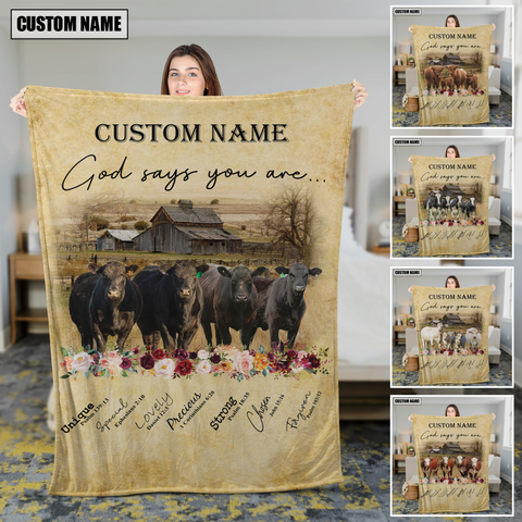 JC Cattle - God Says You Are Custom Name Blanket