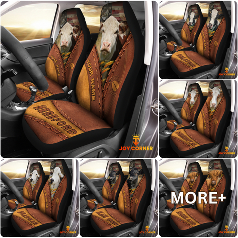 Joycorners Cattle Car Seat Cover Set Customized Name Collection