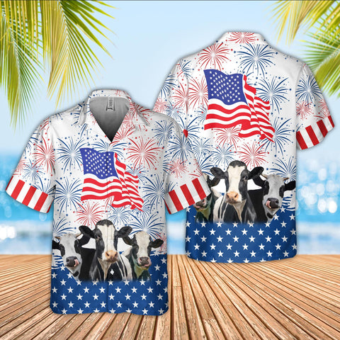 Joycorners Holstein Cattle US 4th Of July Hawaiian Shirt