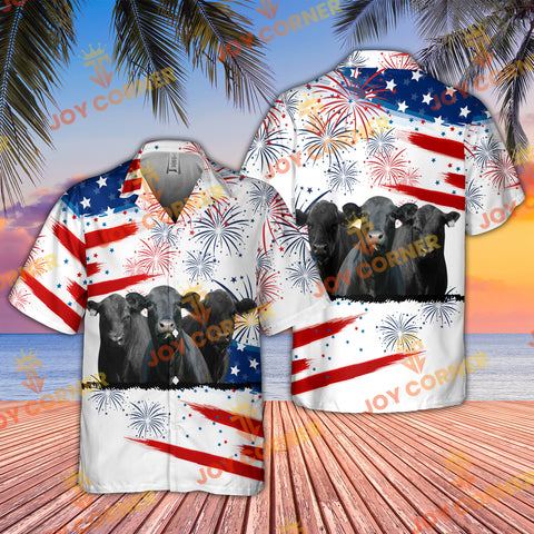 Joycorners Black Angus Cattle US 4th Of July Hawaiian Shirt