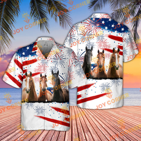 Joycorners Horse Lovers US 4th Of July Hawaiian Shirt