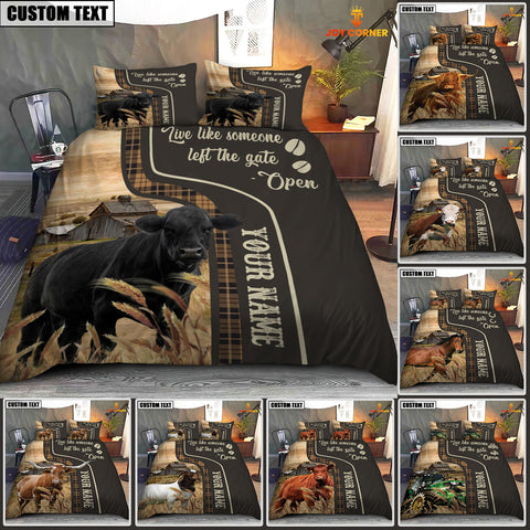 JC Personalized Name Cattle On The Farm 3D Bedding Set