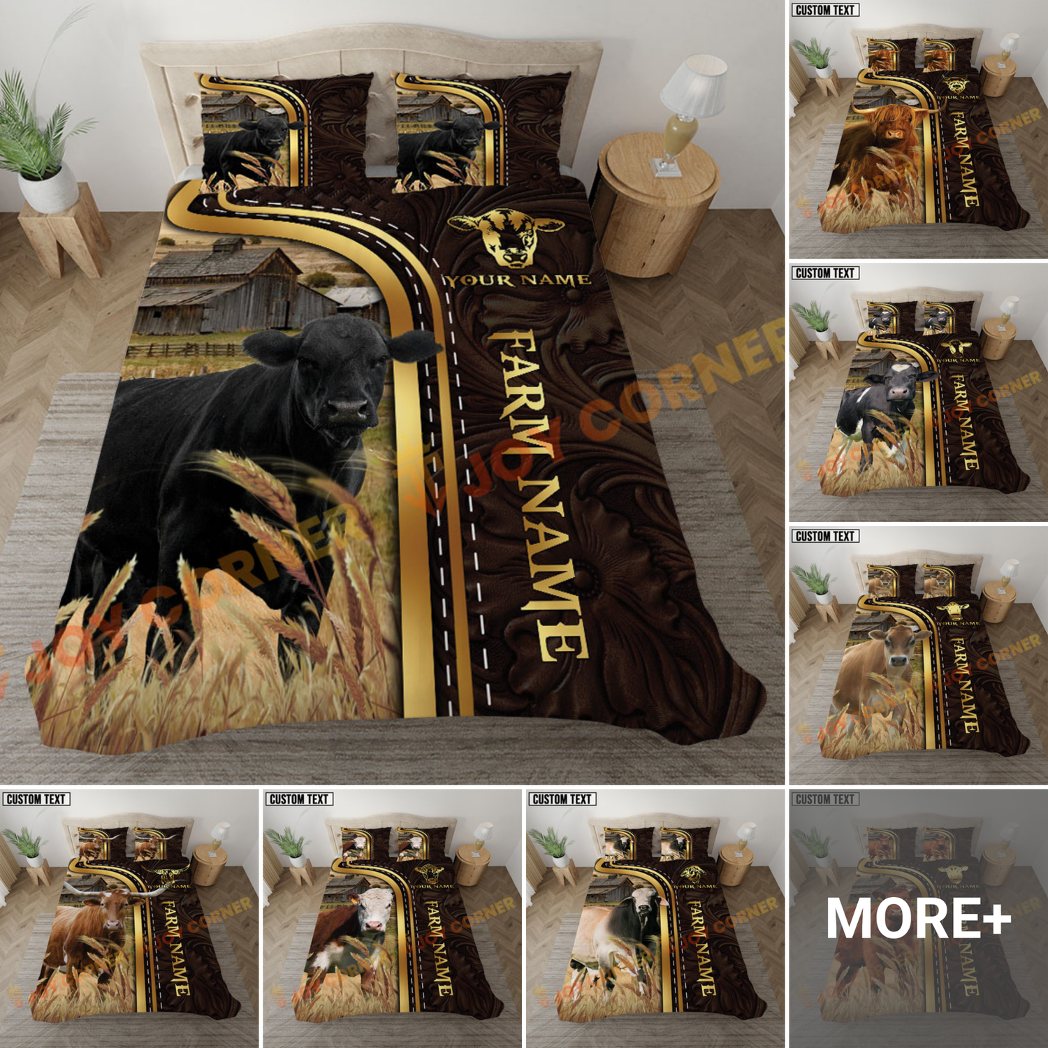 Personalized Cattle Bedding Set
