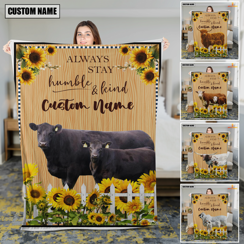 JC Cattle Farm Custom Name - Always Stay Humble and Kind Blanket