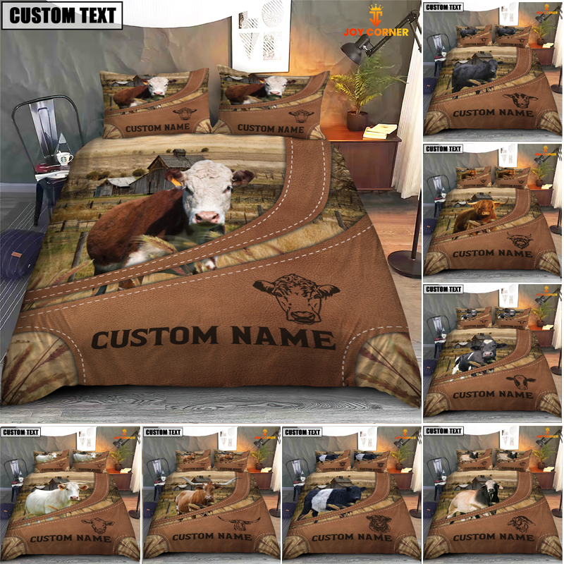 JC Custom Name Cattle On Farm Bedding Set