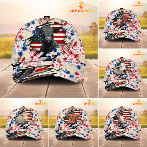 American Flag Flowers Pattern Cap