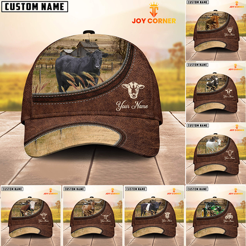 JC Cattle On The Farm Customized Name Leather Pattern Cap