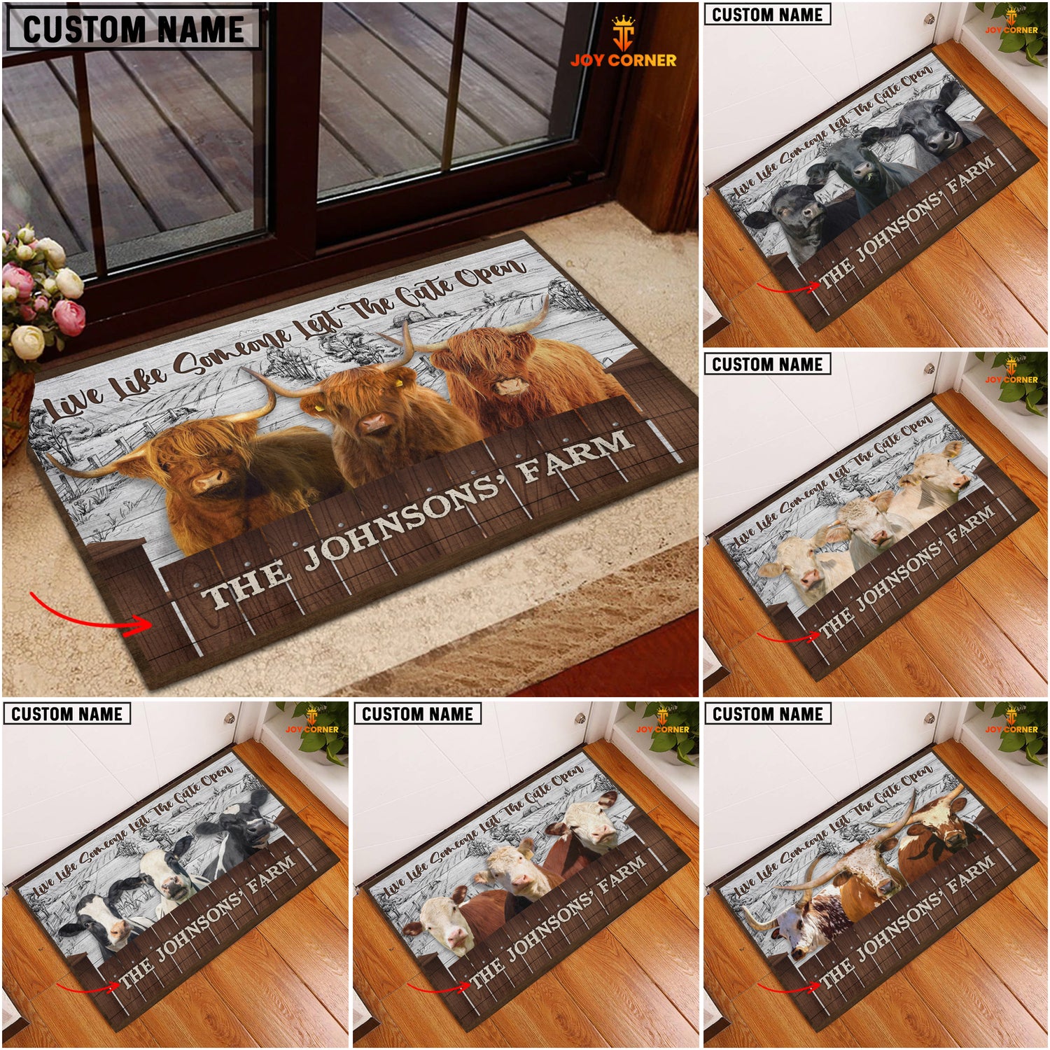 JC Cattle Farm Custom Name - Live Like Someone Left The Gate Open Doormat