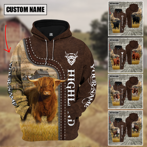 JC Cattle Farming Leather Pattern Personalized 3D Hoodie