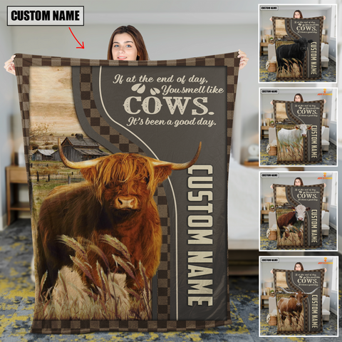 JC Personalized Name Cattle A Good Day Blanket