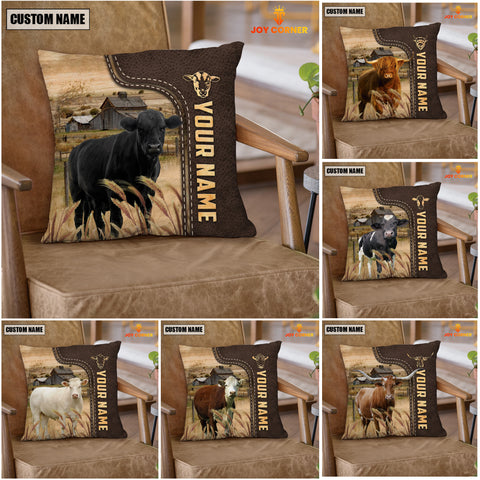JC Cattle Custom Name Leather Pattern Pillow Case