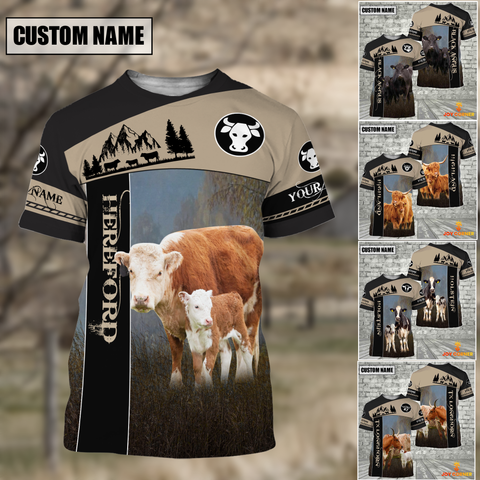 Joycorner Cattle Farmhouse Customized Name 3D T-Shirt