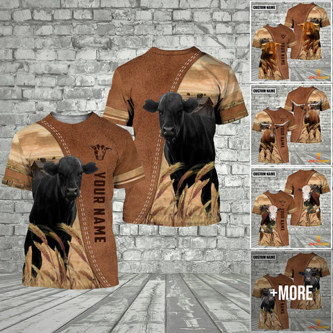 JC Personalized Name Cattle Brown 3D Shirt