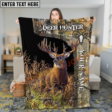 Joycorners Deer Hunter Camo Trophy Buck Personalized 3D Blanket