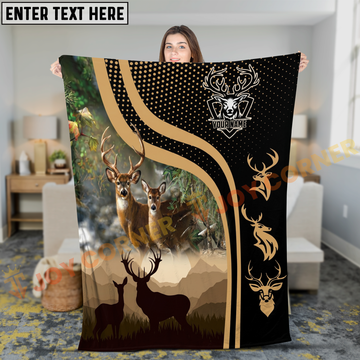 Joycorners Couple Majestic Antler Deer Moonlight Forest Personalized 3D Blanket