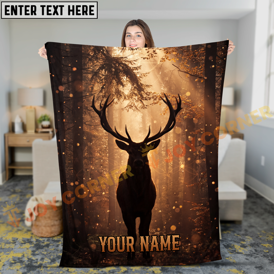 Joycorners Majestic Deer Silhouette Forest Sunlight Personalized 3D Blanket