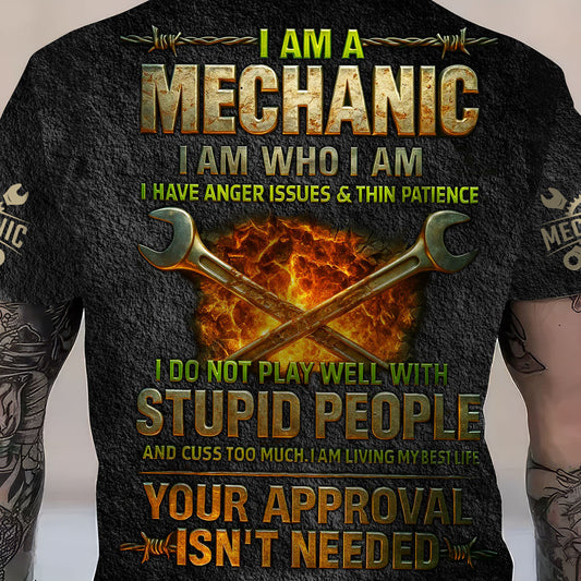 Joycorners Custom Name Mechanic Shirt I Am A Mechanic I Am Who I Am I Have Anger Issues And Thin Patience T Shirt PT2609