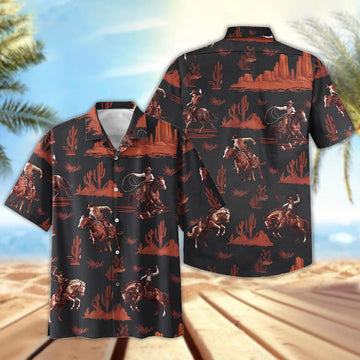 Joycorners Western Cowboy Riding Horse Desert Hawaiian Shirt