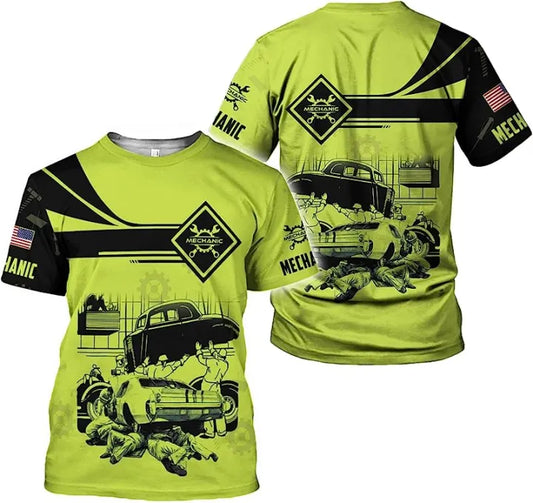 Joycorners Mechanic T Shirt Funny Auto Repair Garage Vintage Graphic Tee for Car Lovers, Perfect Gift For Mechanic Lover PT2609