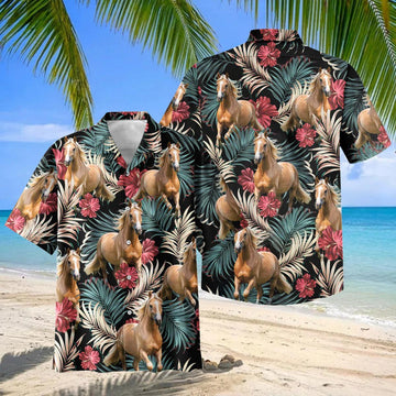 Joycorners Palomino Equestrian Tropical Hawaiian Shirt