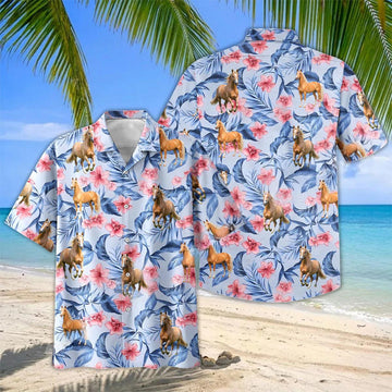 Joycorners Floral Palomino Horse Lover Hawaiian Shirt