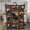 Joycorners Personalized Horse Collage Blanket – Rustic Wood Frame, Custom Name ( 8 Breeds)