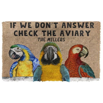 Joycorners Personalized name Check The Parrot Aviary All Over Printed 3D Doormat