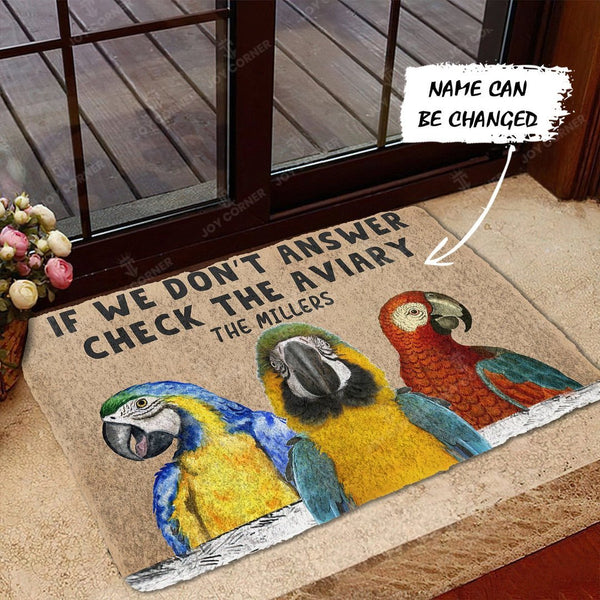Joycorners Personalized name Check The Parrot Aviary All Over Printed 3D Doormat