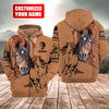 Joycorners Custom Name Horse Light Brown 3D Printed Hoodie