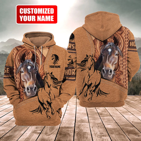 Joycorners Custom Name Horse Light Brown 3D Printed Hoodie