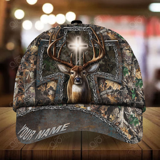 Joycorners Cross Deer Hunting Personalized Hats 3D Multicolored