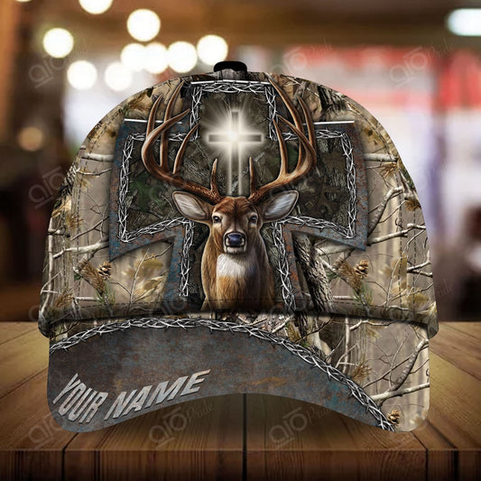 Joycorners Cross Deer Hunting Personalized Hats 3D Multicolored