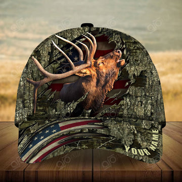 Joycorners Premium Elk Hunting Personalized Hats 3D Multicolored