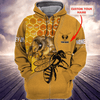 Joycorners Personalized Name Honey Bee 3D Printed Hoodie