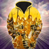 Joycorners Custom Name Honey Bee Pattern 3D Hoodie