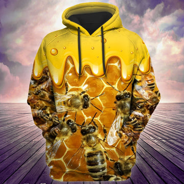 Joycorners Custom Name Honey Bee Pattern 3D Hoodie