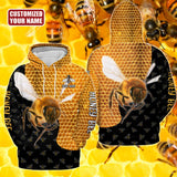 Joycorners Personalized Name Honey Bee 3D Hoodie