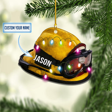 Joycorners Personalized Firefighter Helmets Christmas Ornaments, Pride Firefighter, Firefighter Christmas Gift 2D Flat LM1811
