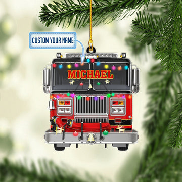 Joycorners Personalized Firefighter Car Christmas Ornaments, Perfect Ornament for Firefighter Man 2D Flat LM1811