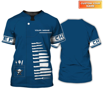 Joycorners PERSONALIZED NAME 3D CHEF SHIRTS FOR MEN AND WOMEN