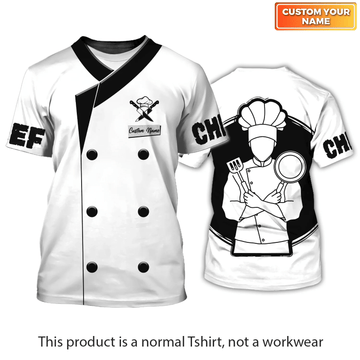 Joycorners PERSONALIZED NAME 3D CHEF SHIRTS FOR MEN AND WOMEN