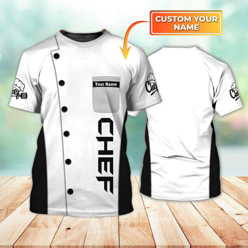 Joycorners Chef White Uniform Custom Name 3D Shirt