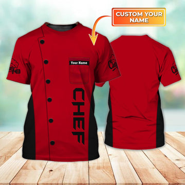 Joycorners Chef Red Uniform Custom Name 3D Shirt