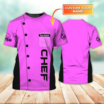 Joycorners Chef Pink Uniform Custom Name 3D Shirt