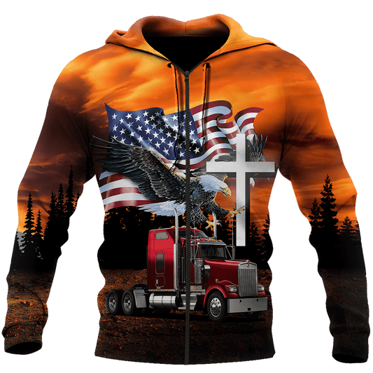 Joycorners Premium Personalized Unisex All Over Printed Trucker 3D Hoodie 113 LM2209