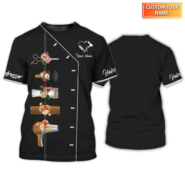 Joycorners Hair Uniform Hairdresser Hairstylist Tools 26 Custom Name Full Print Shirts ( Non Workwear )