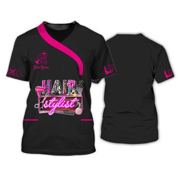 Joycorners Hair Uniform Hairdresser Hairstylist Tools 24 Custom Name Full Print Shirts ( Non Workwear )