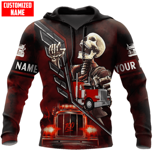 Joycorners Trucker Skull Premium Personalized Unisex All Over Printed 3D Hoodie LM2209