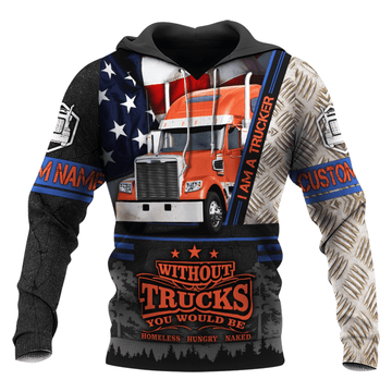 Joycorners Premium Personalized Unisex All Over Printed Trucker 3D Hoodie 42 LM2209